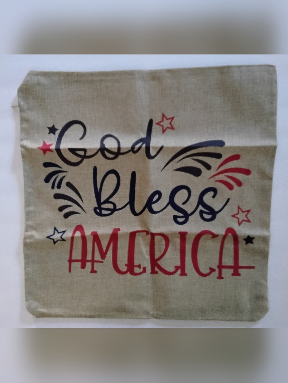 4th of July Set of Three 18"x18" Burlap Double-sided Pillow Covers. Brand New.